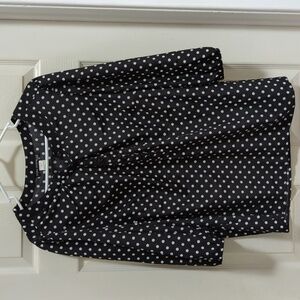 🐢Sarah Michelle Women's Black/White Polka Dot 3/4 Button Top Size 1X